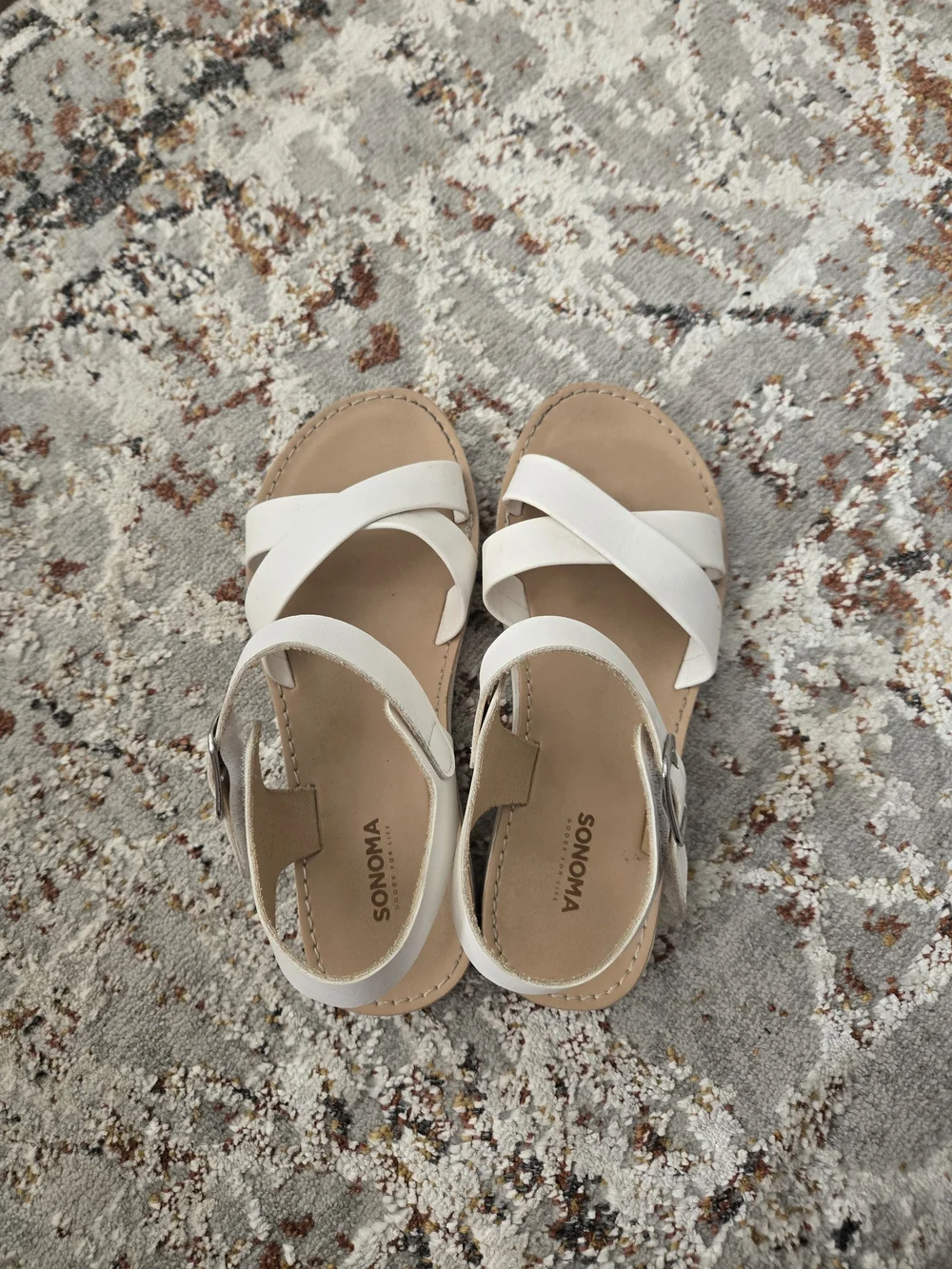 Sonoma White Crisscross Strap Girl's Sandals Size 3